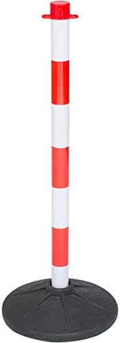 Post and Chain Link Barriers, Red & White Plastic Free Standing Safety Bollards