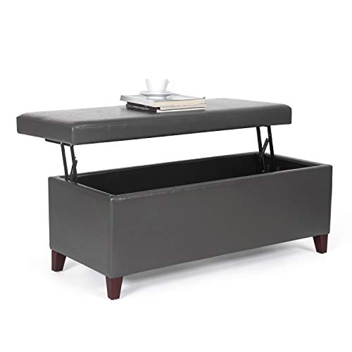 Homebeez Modern Faux Leather Lift Top Coffee Table Storage Ottoman Bench (Light Gray) #TOP2