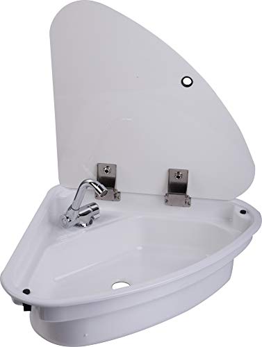 ZY Boat Caravan Camper Triangular White Acrylic Sink with Lid 480480145mm GR-Y007 (with Faucet)