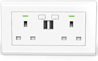 WiFi Double Socket Smart Switched Socket, Smart Life App Control,Timer,Wall Power Socket Work with Alexa/Google Home