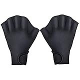 Xdyyjrasa Webbed Aquatic Swim Gloves for Water Resistance Training – Swimming Training Webbed Gloves for Men Women Adult Children (Black M)