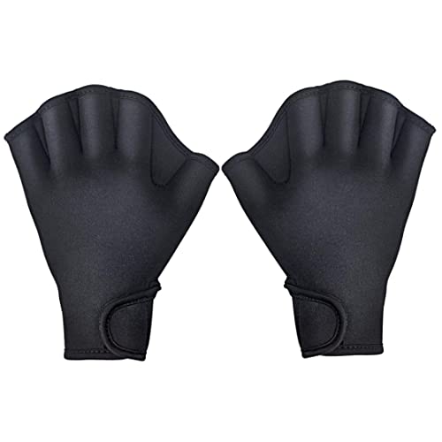 Xdyyjrasa Webbed Aquatic Swim Gloves for Water Resistance Training – Swimming Training Webbed Gloves for Men Women Adult Children (Black M)