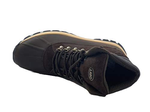 Kingshow Men's Leather Winter Snow Boots Shoes Waterproof Insulated Lace Up (D,M) 0705 Brown-10 #TOP7