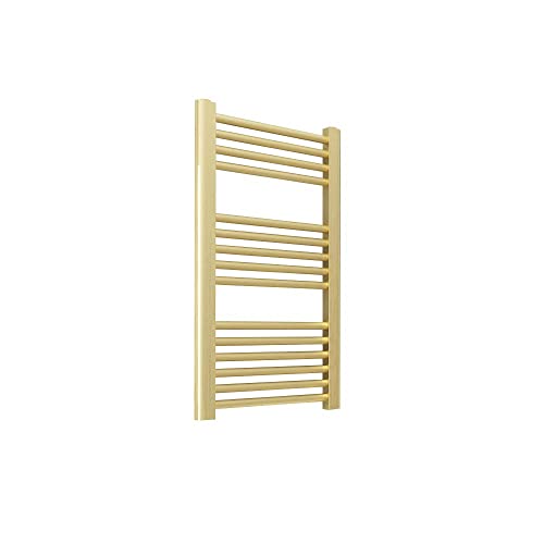 NWT Direct 400mm (w) X 800mm (h) Straight Brushed Brass Heated Towel Rail Bathroom Ladder Radiator