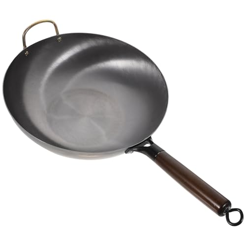Wok de hierro fundido con mango de madera 32 cm miniatura 1