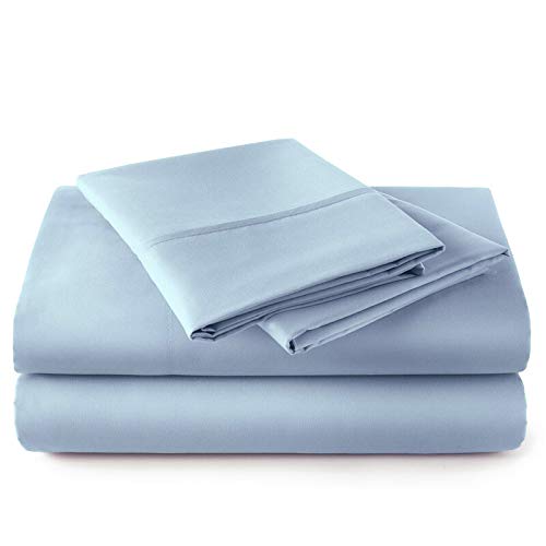 Extra-Deep-Pockets My-Giza-Dream-Sheets-&-Pillow-Set, 100% Giza-Egyptian-Dreams Sheet Long-Staple Cotton Sateen-Weave, 24" Deep-Pocket My Giza Pillow & Sheets - [Split-Head-Cal-King 34", Light Blue]