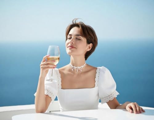 Choker Necklace White Lace Choker for Women, Elegant Choker with Bead Accents, Soft Lace Collar Necklace with Adjustable Necklace Extender4