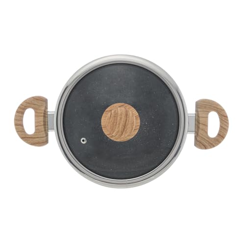 Caçarola de Indução com Tampa de Vidro 22cm Granilite Preta Alumínio com Revestimento Cerâmico Wolff