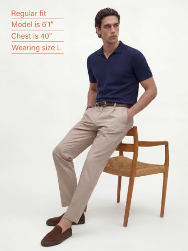 Image of DAMENSCH Men Rich Pique, Statement Textured, Body-Cooling All Degree, Premium Cotton, Herringbone Texture Johnny Collar Polo T-Shirt