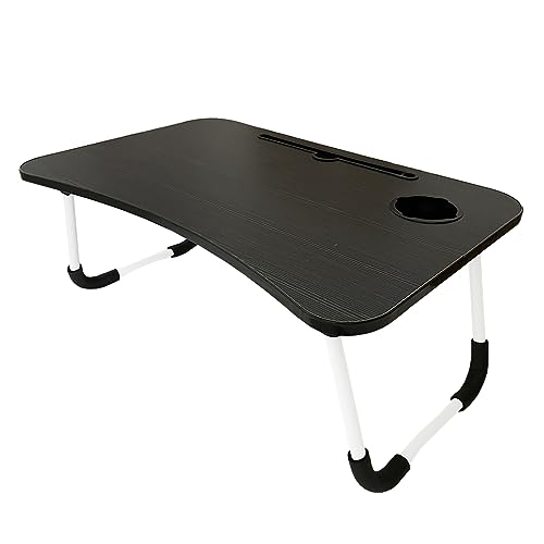 Acomoda Textil – Mesa Laptop Plegable de Madera para Ordenador Portátil en Sofá o Cama. Bandeja Auxiliar Multiusos para Desayuno, Leer o Trabajar 40x60x27 cm. (Nogal)
