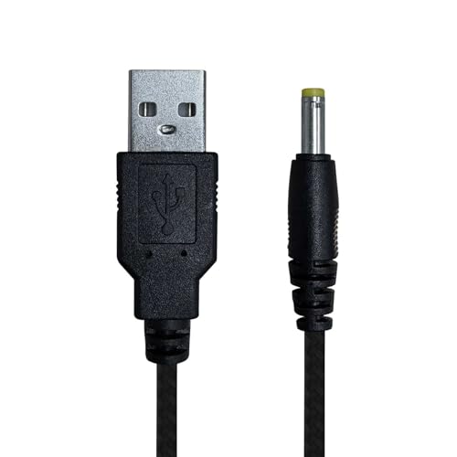 OcioDual Ladekabel USB-DC, USB Stromkabel kompatibel mit PSP 1000, PSP 2000, PSP 3000, Ladekabelhalter, Lautsprechern, Universal-Akkuladegerät, 5V, 2A, USB 2.0, Schwarz 1,2m