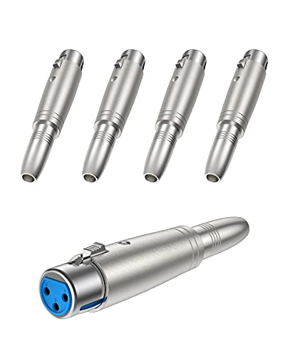 CableCreation Pack 5 Adaptadores XLR 3 Pin Hembra a 1/4" Hembra miniatura 1