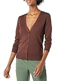 Amazon Essentials Women's Lightweight V-Neck Cardigan Sweater, Dark Chestnut Brown Heather, X-Large