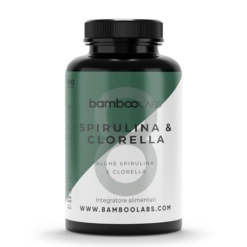 Bamboo Labs | Spirulina e Clorella ultra dimagrante | Compresse vegane di Alga Spirulina + Clorella | Rafforza il Sistema Immunitario, Recupero Muscolare ed Effetto Sazietà | 90 capsule