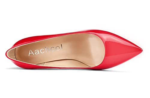 Aachcol Women Stiletto Pumps Close Pointed Toe High Heel Slip-on Dress Shoes Office Classic 4 Inches4