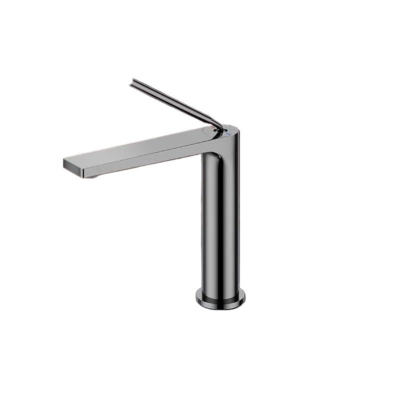 Robinet de lavabo en laiton massif chromé gris court pour une salle de bain moderne et durable