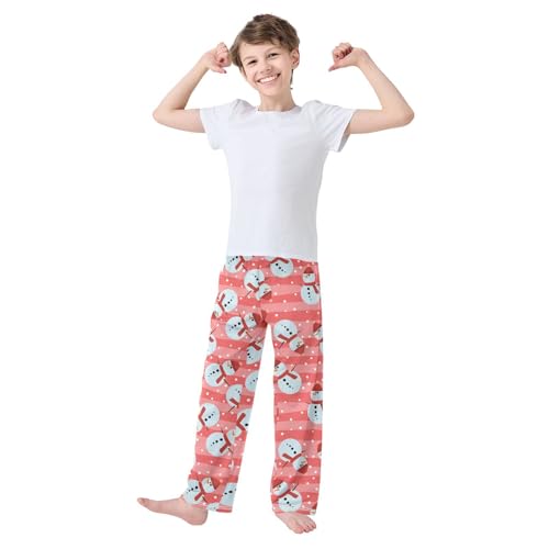 Boys' Pants Christmas Snowman Red Hat Stripes Long Bottoms Jogger Pants Elastic Waist Trousers with Pockets S-XL2
