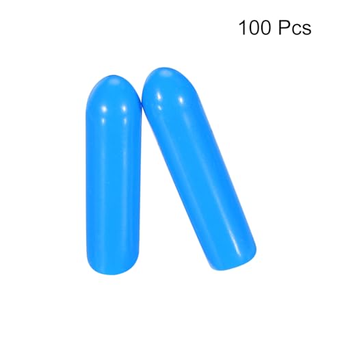 Image of MECCANIXITY 100pcs 3mm(1 /8 inch) Rubber End Caps Cover PVC Vinyl Screw Thread Protector Round Wire Shelf Caps for Screw Bolt Pipe Fence Post, Light Blue