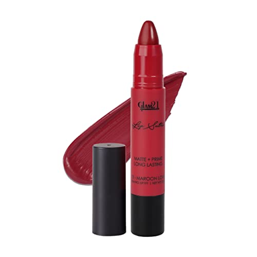 Image of Glam 21 Lip Sutra Non-Transfer Crayon Lipstick |Lightweight & Longlasting| Creamy and comfortable on lips -2.8 gm | Maroon Love-13