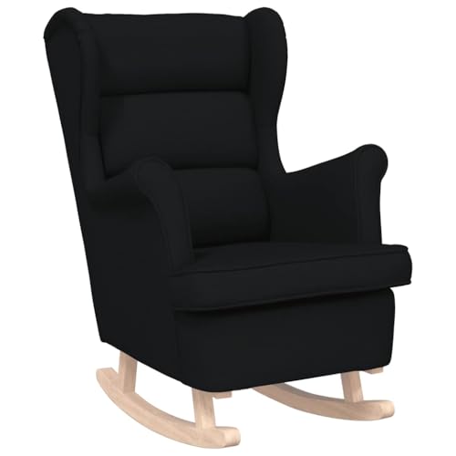 Fauteuil à Bascule, Rocking Chair Chaise à Bascule Fauteuil de Relaxation Noir 74x90x102 cm Tissu