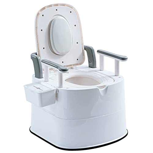Silla Inodoro bariátrica de 227 kg (500 lbs) Extra Ancha Inodoro de cabecera con Asiento y Respaldo Acolchados Inodoro Independiente de cabecera y sobre el Inodoro Color Blanco y Gris