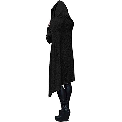 Xuan2Xuan3 Womens Kangaroo Pockets Loose Hoodies Sweatshirts Outerwear Coat Dress, Black, Medium