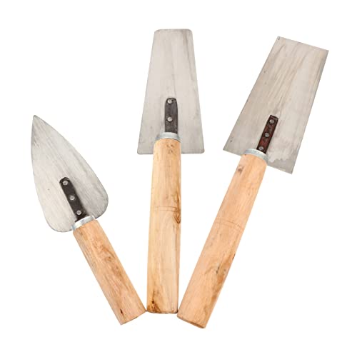 Uonlytech 1 Paleta de enyesado de acero inoxidable equipo paletas paleta de yeso herramientas de cemento multi Perforar espátula de cerámica paleta de albañilería paleta de ladrillo Madera