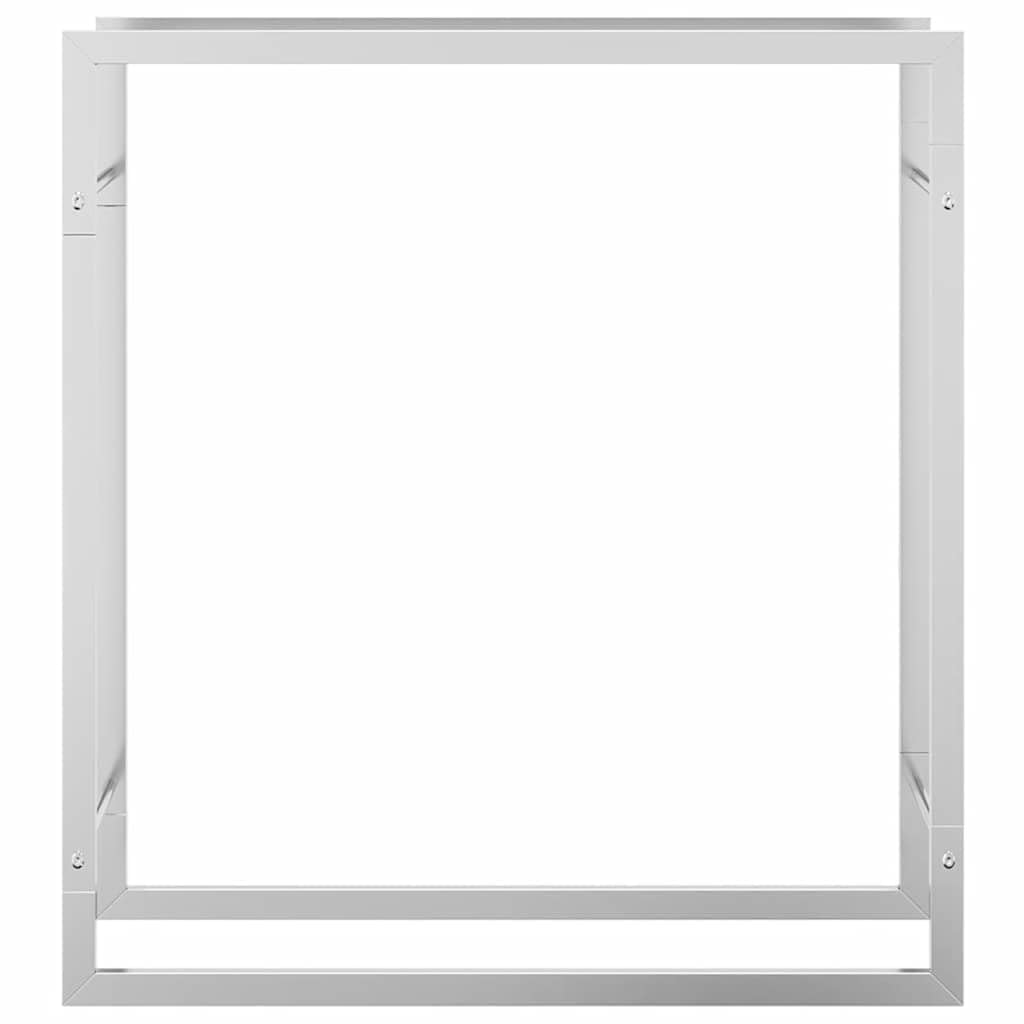 Regał na drewno ze stali nierdzewnej, 80 x 28 x 86 cm, solidny stojak do przechowywania drewna na zewnątrz, metalowy pomoc w układaniu w stos do kominka i ogrodu, odporny na korozję i trwały.