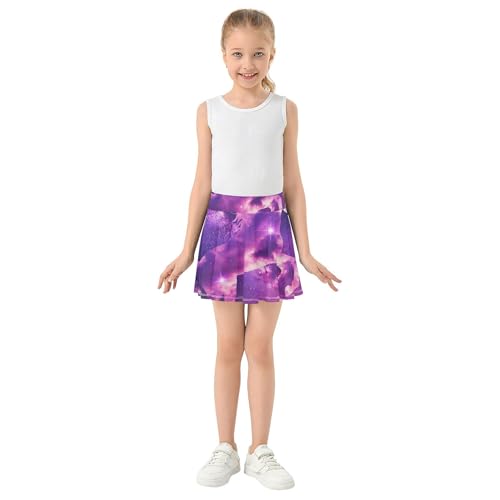 Mystical Unicorn Purple Pink Stars Athletic Shorts Girls Skorts Skirts with Shorts Uniform Flowy Skirt 3t3