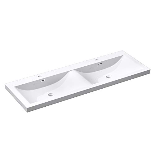 Durovin Bathrooms Luxurious Large Stone Resin Dual Bathroom Basin - Self Rimming Drop in Double Sink - Semi Recessed - 1440 x 480mm (WXD)