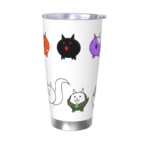 にゃんこ大戦争 水筒 真空断熱ケータイマグ 600ml ステンレスボトル 車用 直飲み 保温 保冷 フタ付きコーヒーカップ アウトドア 車のネイブに最適 スポーツタイプ ステンレスクールボトル 軽量 隔? 水筒 男の子 女の子
