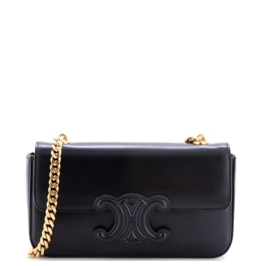 Celine, Pre-Loved Triomphe Chain Shoulder Bag Small, Black