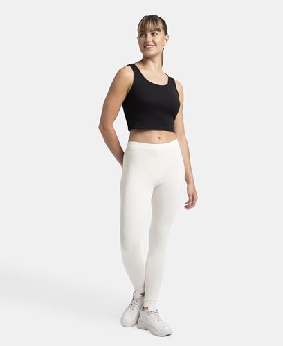 Image of Jockey AW87 Women's Super Combed Cotton Elastane Stretch High Rise Leggings with Ultrasoft Waistband