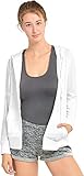 Sofra Women's Thin Cotton Zip Up Hoodie Jacket (M, White)