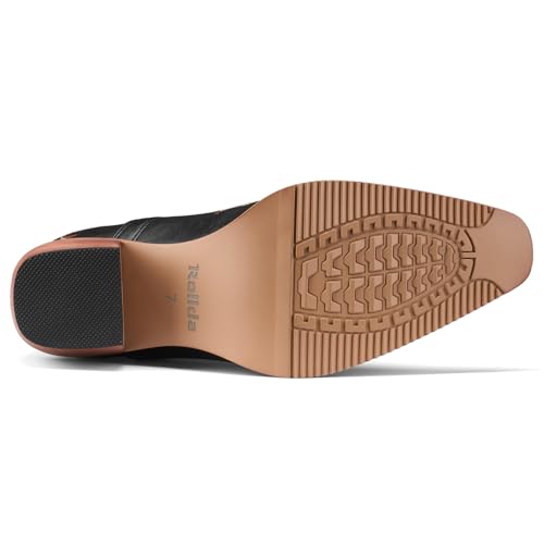 Rollda Cowboy Ankle Booties for Women, Cowgirl Short Boots with Chunky Stack Heels, V Cutout Ladies Western Booties for Cowboy Chic Style4