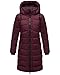 MARIKOO Damen Langer Wintermantel warmer Steppmantel mit abnehmbarer Kapuze Kaltnäschen 16 Wine Gr. S