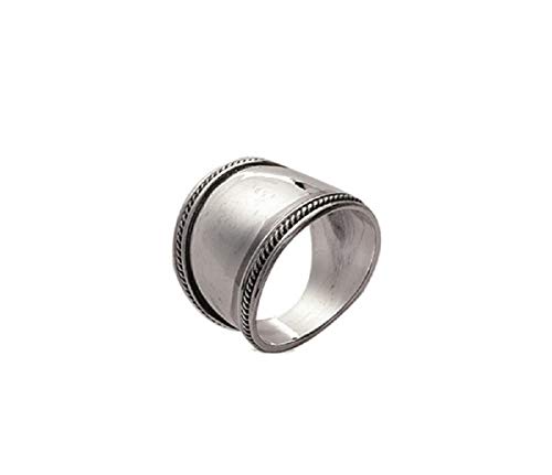 Bague large motifs striés argent massif 925 anneau homme femme texturé
