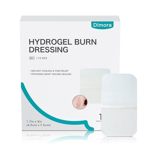 Dimora Hydrogel Wound Dressing 1.7 x3 - Burn Pads Sterile Soothing Bandage Cooling Protective Treatment for Minor Burns & Blisters Cuts Abrasions Cracked Nipples 10 Count