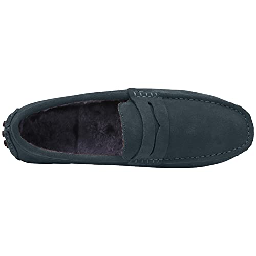 Image of ANUFER Men's Suede Leather Penny Loafers Comfort Driving Shoes Moccasin Slippers