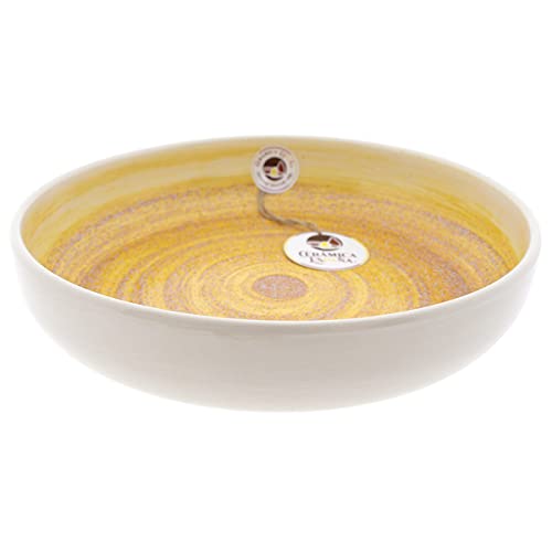 CERÁMICA ESPAÑA | Salatschüssel Keramik | Original Salatschüsseln | Dekoration Sand gelb - Modell M03 | Dekoration 100% handgefertigt | 27 x 27 x 6 cm Cover