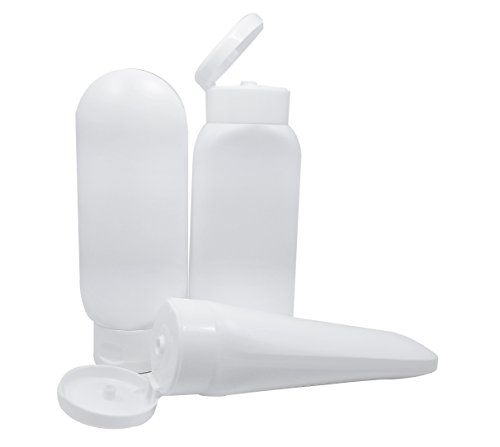 Natura Bona Empty Squeeze Bottle/Oval Tube for Lotion, Soap, Gel, Shampoo, Massage Oils with Hinged Flip Cap. BPA Free HDPE Safe to Use Plastic. Perfect for Homemade DIY Products, 6.1 Oz, 3-Pack