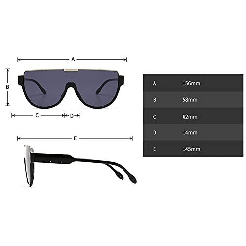 COTIA Semi Rimless Large Frame Punk Sunglasses for Men,One-piece lens Personality Metal Standard Inlay Sun Glasses Women3