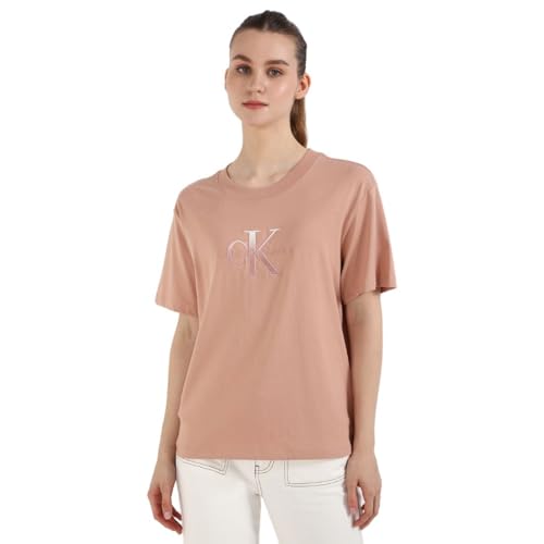 Calvin Klein EMBROIDERED MONOLOGO TEE Kadın T-shirt, Pembe, M