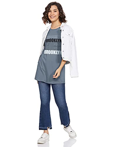 Image of Amazon Brand - Symbol Women's Cotton Stretch Half Sleeve Round Neck Regular Fit T-Shirt (Tunic Length)