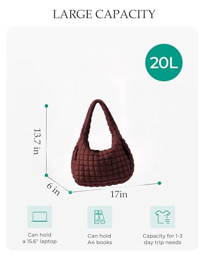 Image of Puffer Tote Bag, Quilted Tote Bag Crossbody Bags for Travel, Gym, Work