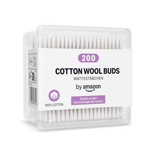 by Amazon Cotton Buds, 100% Cotton, 200 Units