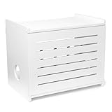 Wooden WiFi Router Storage Box - Deluxe Wall Mountable Decorative Modem Shelf Hider Cover with Cable Management System - Rustic Home Organization Solution for Most Routers Up to 11' Tall - White