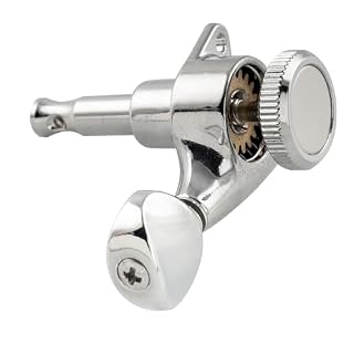 Musiclily Pro 6 en Ligne Ratio 18:1 Guitare Mécaniques Bloquante Locking Tuners Droitier Boutons Ovale Vintage pour Guitare électrique Style Strat Tele, Chrome – Image 7