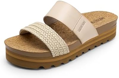 DREAM PAIRS Women's Platform Wedge Sandals with Arch Support, Comfortable Beach Slip-on Flat Sandals...