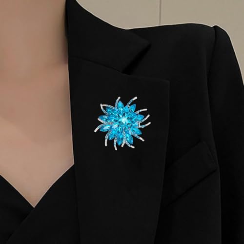 Image of Rhinestone Sunflower Brooch Pin for Women Red Black Purple Large Flower Broochs Snowflake Brooch Marquise Wreath Brooches Jewelry